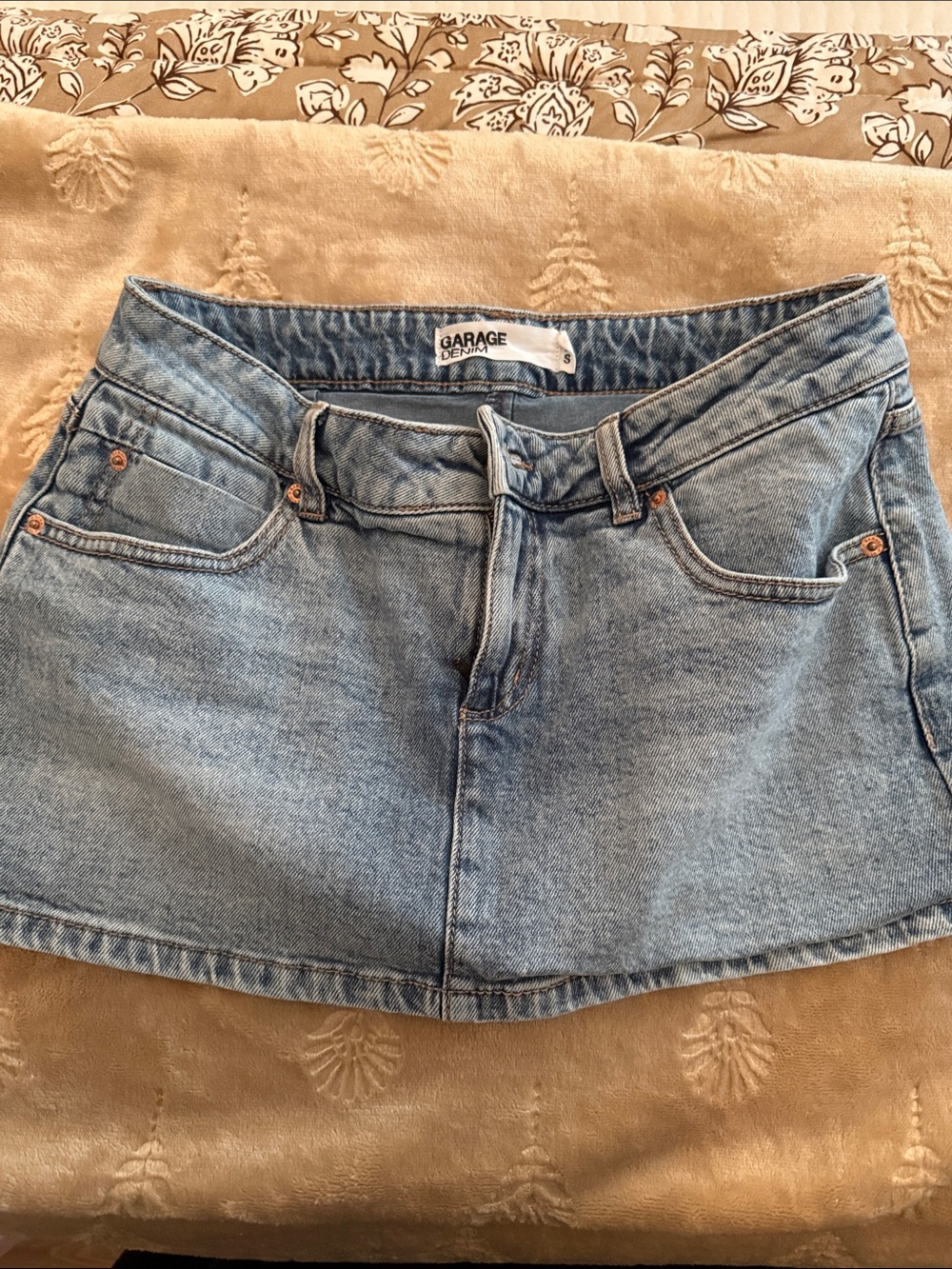 Garage Light Blue Denim Mini Skirt